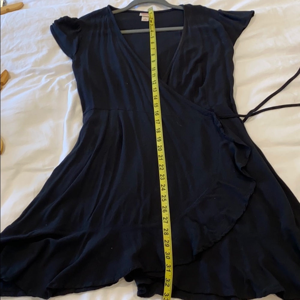 Black rayon wrap dress with ruffle hem size M